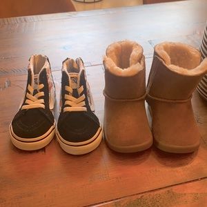 Floral high top vans  and tan insulated Ugg’s